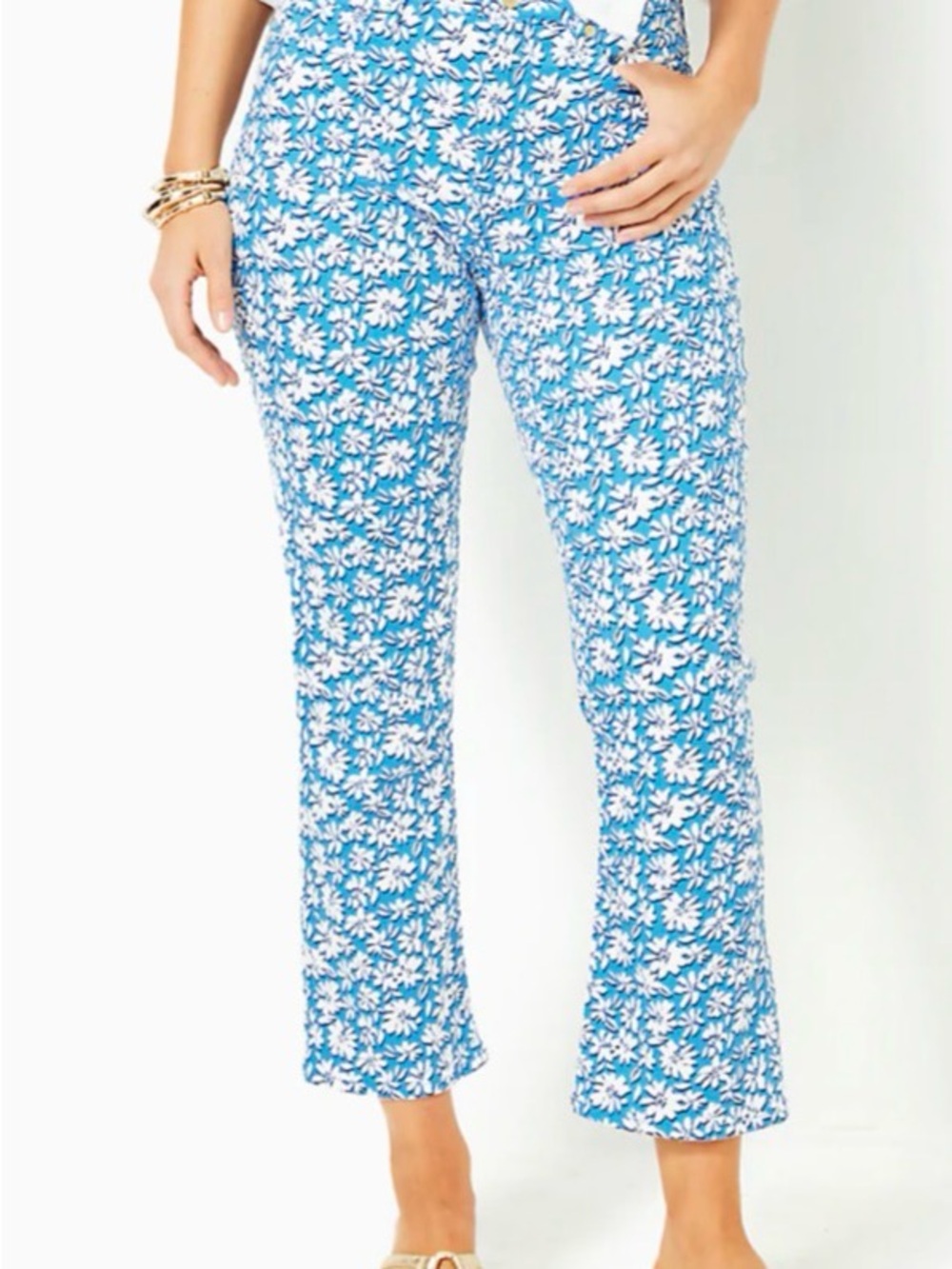 Lilly Pulitzer Blue Floral Ankle Jeans